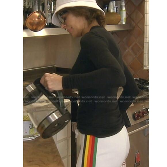 Pam & Gela Cropped Mid Rise White Track Pants Joggers Rainbow Stripes Small - Picture 14 of 14